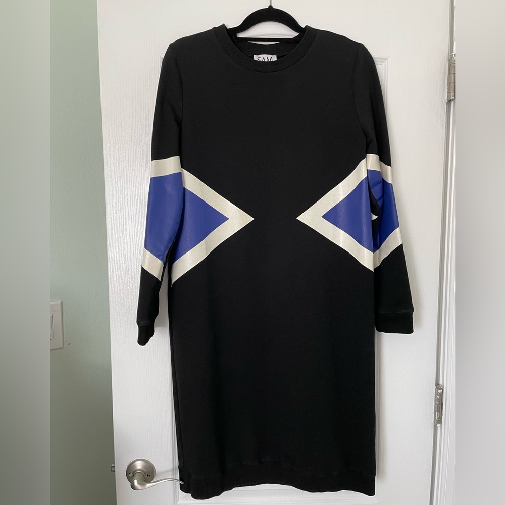 Stylish SAM New York Black and Blue Dress